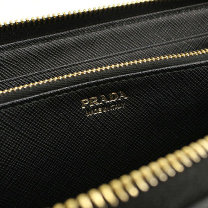 中古 プラダ 長財布ラウンドファスナー レディース ブランド PRADA サフィアーノレザー  レザー 1ML506 ブラック USDPR119280011