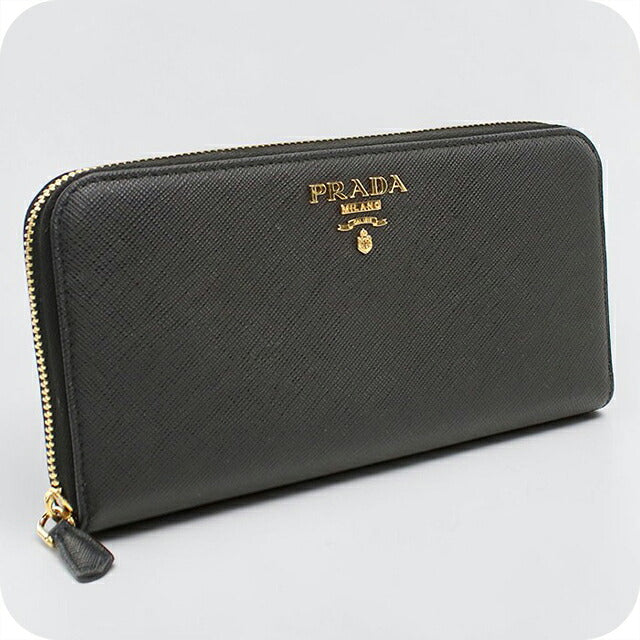 中古 プラダ 長財布ラウンドファスナー レディース ブランド PRADA サフィアーノレザー  レザー 1ML506 ブラック USDPR119280011