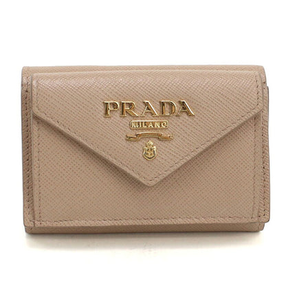 Used Prada tri-fold wallet tri-fold wallet compact ladies brand PRADA saffiano leather 1MH021 beige USDPR119367011