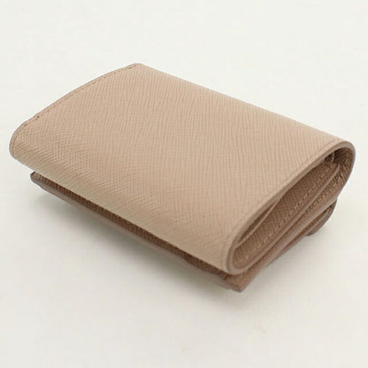 Used Prada tri-fold wallet tri-fold wallet compact ladies brand PRADA saffiano leather 1MH021 beige USDPR119367011