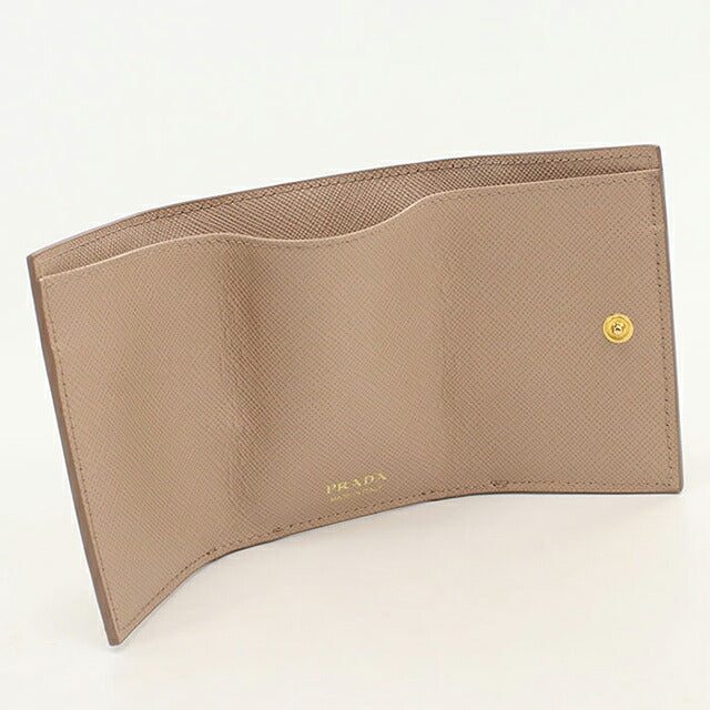 Used Prada tri-fold wallet tri-fold wallet compact ladies brand PRADA saffiano leather 1MH021 beige USDPR119367011