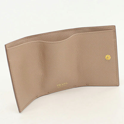 Used Prada tri-fold wallet tri-fold wallet compact ladies brand PRADA saffiano leather 1MH021 beige USDPR119367011