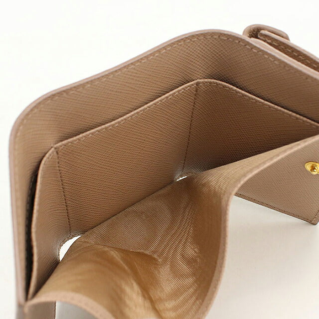 Used Prada tri-fold wallet tri-fold wallet compact ladies brand PRADA saffiano leather 1MH021 beige USDPR119367011