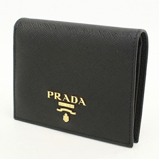 中古 プラダ 二つ折り財布 二折財布 コンパクト レディース ブランド PRADA  サフィアーノレザー財布 1MV204 QWA F0002 ブラック USDPR119368011
