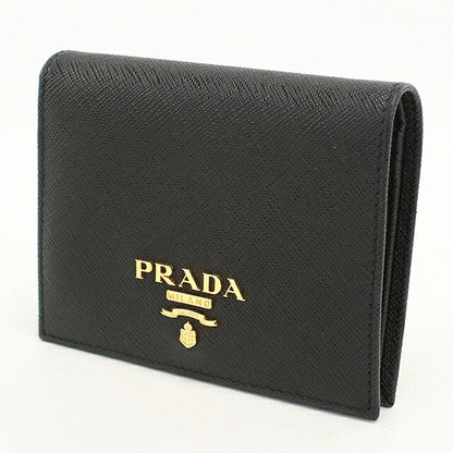 中古 プラダ 二つ折り財布 二折財布 コンパクト レディース ブランド PRADA  サフィアーノレザー財布 1MV204 QWA F0002 ブラック USDPR119368011