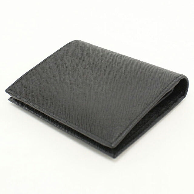 中古 プラダ 二つ折り財布 二折財布 コンパクト レディース ブランド PRADA  サフィアーノレザー財布 1MV204 QWA F0002 ブラック USDPR119368011