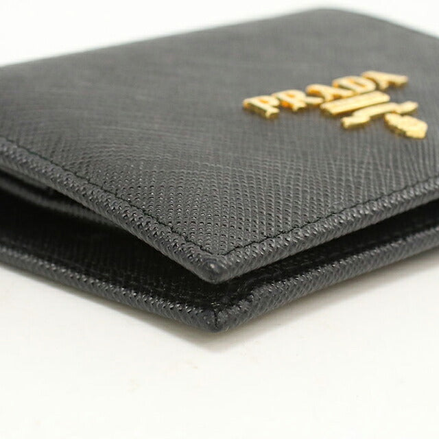 中古 プラダ 二つ折り財布 二折財布 コンパクト レディース ブランド PRADA  サフィアーノレザー財布 1MV204 QWA F0002 ブラック USDPR119368011