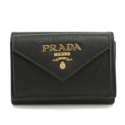 中古 プラダ 三つ折り財布 三折財布 コンパクト レディース ブランド PRADA  サフィアーノレザー財布 1MH021 QWA F0002 ブラック USDPR119375011