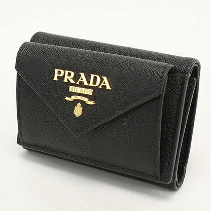 中古 プラダ 三つ折り財布 三折財布 コンパクト レディース ブランド PRADA  サフィアーノレザー財布 1MH021 QWA F0002 ブラック USDPR119375011