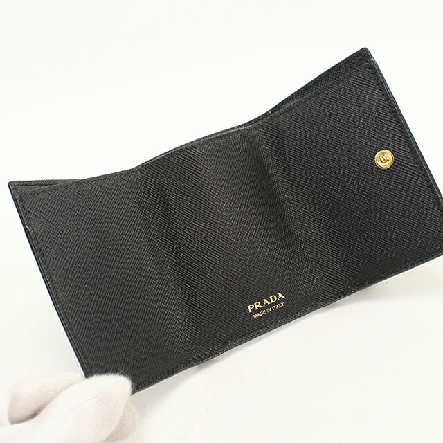 中古 プラダ 三つ折り財布 三折財布 コンパクト レディース ブランド PRADA  サフィアーノレザー財布 1MH021 QWA F0002 ブラック USDPR119375011