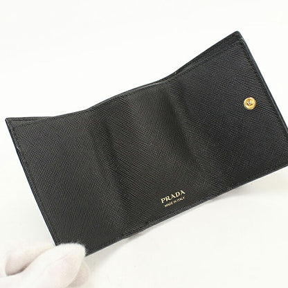 中古 プラダ 三つ折り財布 三折財布 コンパクト レディース ブランド PRADA  サフィアーノレザー財布 1MH021 QWA F0002 ブラック USDPR119375011