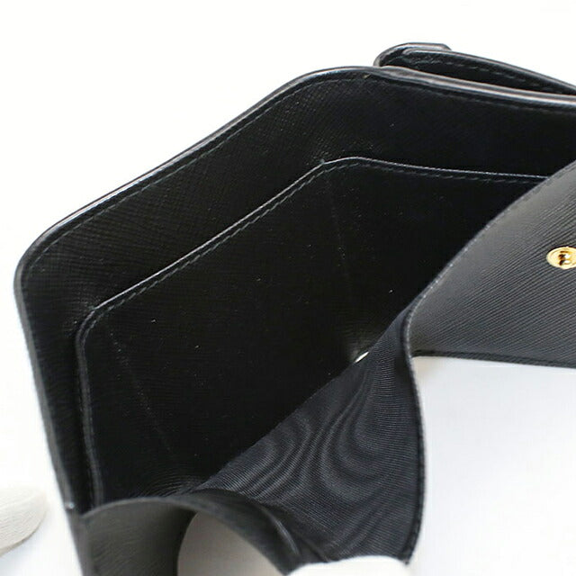 中古 プラダ 三つ折り財布 三折財布 コンパクト レディース ブランド PRADA  サフィアーノレザー財布 1MH021 QWA F0002 ブラック USDPR119375011