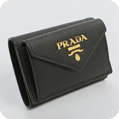 中古 プラダ 三つ折り財布 三折財布 コンパクト レディース ブランド PRADA  サフィアーノレザー財布 1MH021 QWA F0002 ブラック USDPR119375011