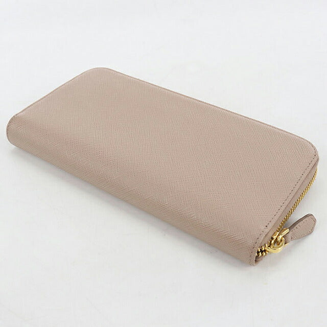 中古 プラダ 長財布ラウンドファスナー レディース ブランド PRADA サフィアーノトライアングル  レザー 1ML506 QHH F0236 ベージュ USDPR119416011