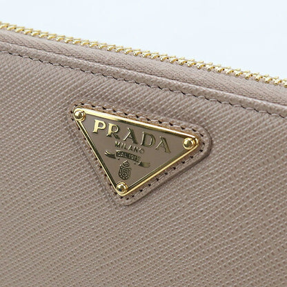 中古 プラダ 長財布ラウンドファスナー レディース ブランド PRADA サフィアーノトライアングル  レザー 1ML506 QHH F0236 ベージュ USDPR119416011