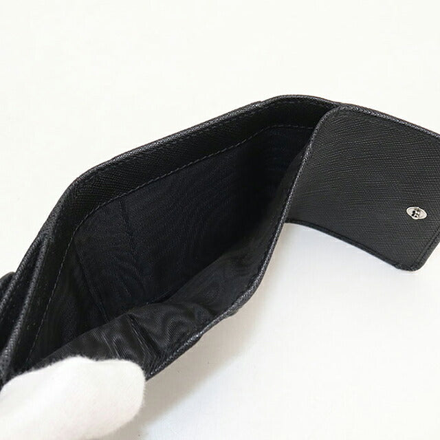 中古 プラダ 三つ折り財布 三折財布 コンパクト レディース ブランド PRADA  サフィアーノトライアングル レザー 1MH043 QHH F0632 ブラック USDPR119419011
