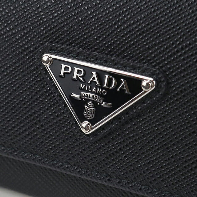 中古 プラダ 三つ折り財布 三折財布 コンパクト レディース ブランド PRADA  サフィアーノトライアングル レザー 1MH043 QHH F0632 ブラック USDPR119419011