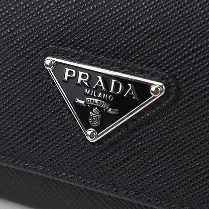 中古 プラダ 三つ折り財布 三折財布 コンパクト レディース ブランド PRADA  サフィアーノトライアングル レザー 1MH043 QHH F0632 ブラック USDPR119419011