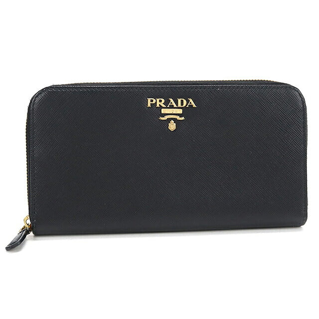 中古 プラダ 長財布ラウンドファスナー レディース ブランド PRADA サフィアーノレザー  レザー 1ML506 ブラック USDPR119428011