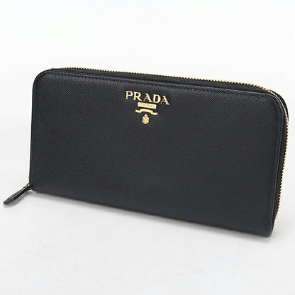 中古 プラダ 長財布ラウンドファスナー レディース ブランド PRADA サフィアーノレザー  レザー 1ML506 ブラック USDPR119428011