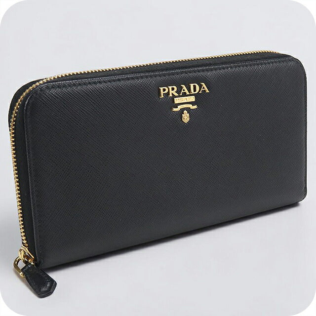 中古 プラダ 長財布ラウンドファスナー レディース ブランド PRADA サフィアーノレザー  レザー 1ML506 ブラック USDPR119428011