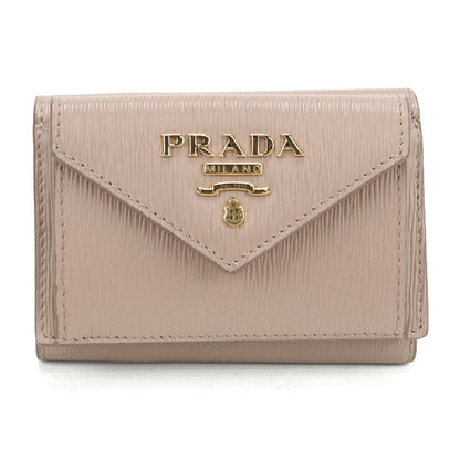 中古 プラダ 三つ折り財布 三折財布 コンパクト レディース ブランド PRADA ヴィッテロムーブ  レザー 1MH021 2B6P F0236 ベージュ USDPR119430011