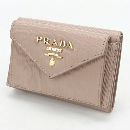中古 プラダ 三つ折り財布 三折財布 コンパクト レディース ブランド PRADA ヴィッテロムーブ  レザー 1MH021 2B6P F0236 ベージュ USDPR119430011