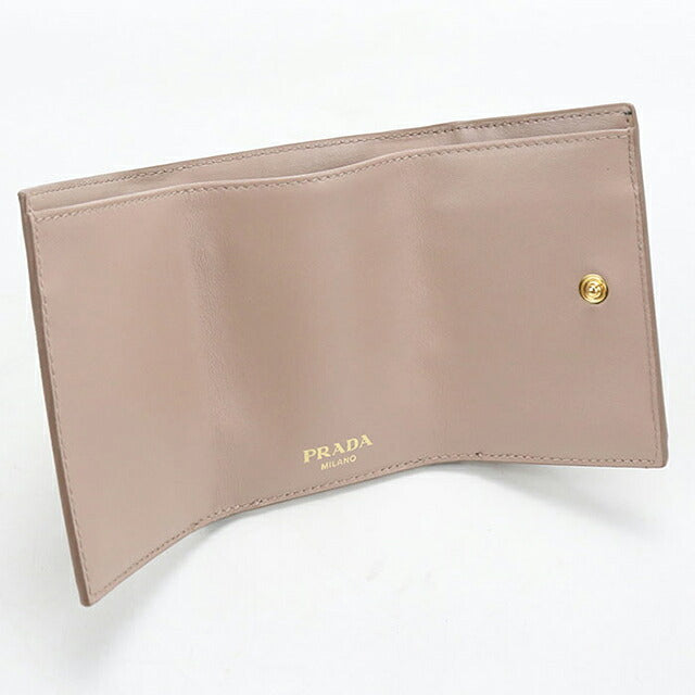 中古 プラダ 三つ折り財布 三折財布 コンパクト レディース ブランド PRADA ヴィッテロムーブ  レザー 1MH021 2B6P F0236 ベージュ USDPR119430011