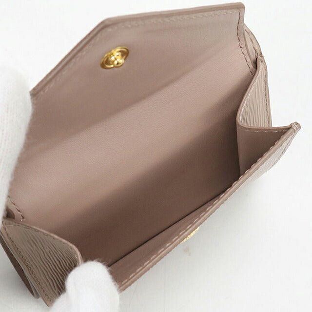 中古 プラダ 三つ折り財布 三折財布 コンパクト レディース ブランド PRADA ヴィッテロムーブ  レザー 1MH021 2B6P F0236 ベージュ USDPR119430011