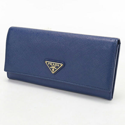 中古 プラダ 長財布二折 レディース ブランド PRADA  サフィアーノトライアングル レザー 1MH132 ブルー USDPR119510011