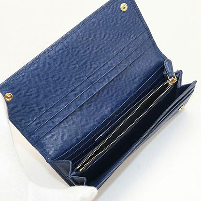 中古 プラダ 長財布二折 レディース ブランド PRADA  サフィアーノトライアングル レザー 1MH132 ブルー USDPR119510011