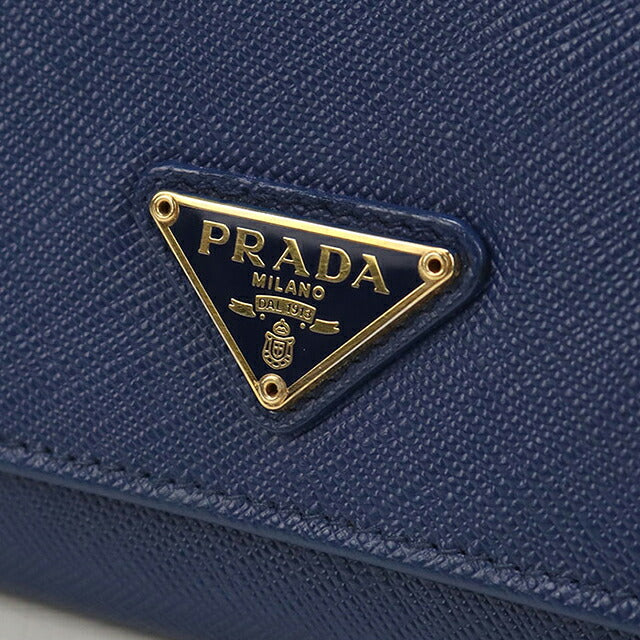 中古 プラダ 長財布二折 レディース ブランド PRADA  サフィアーノトライアングル レザー 1MH132 ブルー USDPR119510011