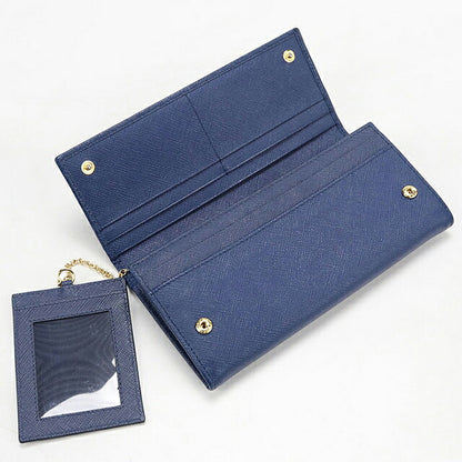 中古 プラダ 長財布二折 レディース ブランド PRADA  サフィアーノトライアングル レザー 1MH132 ブルー USDPR119510011