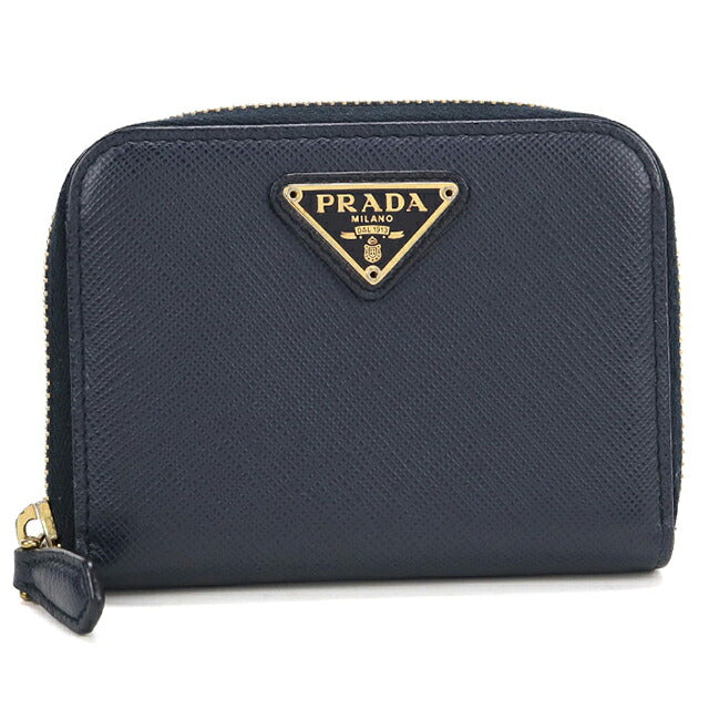 中古 プラダ 小銭入れ レディース ブランド PRADA サフィアーノトライアングル コインケース レザー ネイビー USDPR119512011