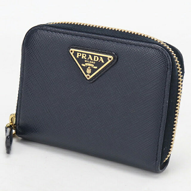 中古 プラダ 小銭入れ レディース ブランド PRADA サフィアーノトライアングル コインケース レザー ネイビー USDPR119512011