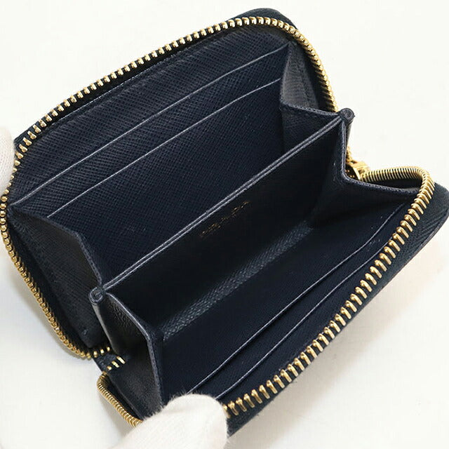 中古 プラダ 小銭入れ レディース ブランド PRADA サフィアーノトライアングル コインケース レザー ネイビー USDPR119512011