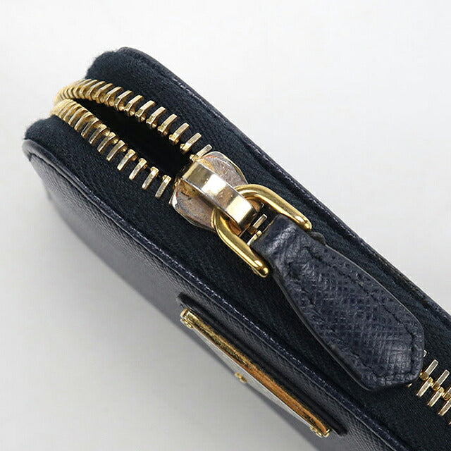 中古 プラダ 小銭入れ レディース ブランド PRADA サフィアーノトライアングル コインケース レザー ネイビー USDPR119512011