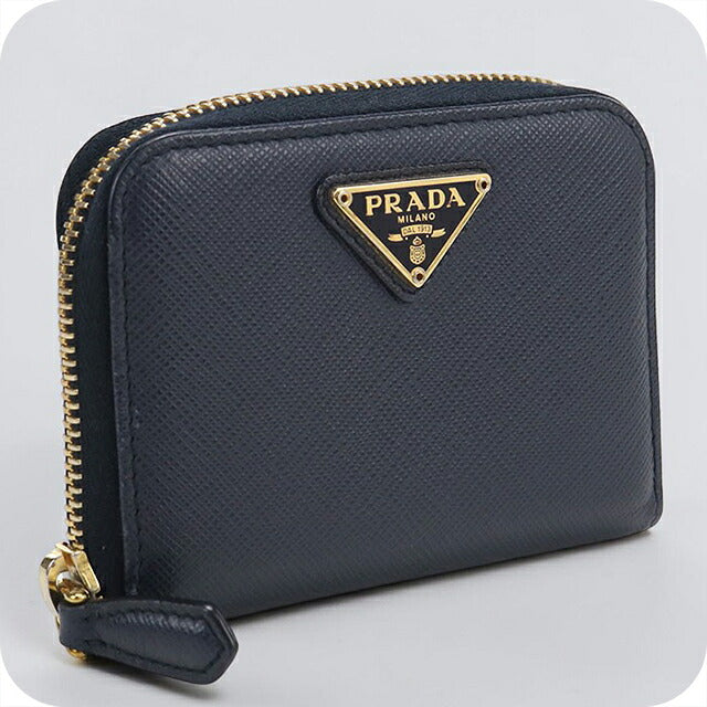 中古 プラダ 小銭入れ レディース ブランド PRADA サフィアーノトライアングル コインケース レザー ネイビー USDPR119512011