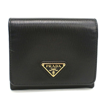 中古 プラダ 三つ折り財布 三折財布 コンパクト レディース ブランド PRADA   ブラック USDPR119586011