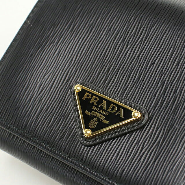 中古 プラダ 三つ折り財布 三折財布 コンパクト レディース ブランド PRADA   ブラック USDPR119586011