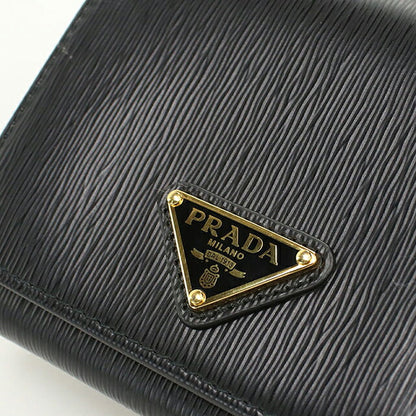 中古 プラダ 三つ折り財布 三折財布 コンパクト レディース ブランド PRADA   ブラック USDPR119586011