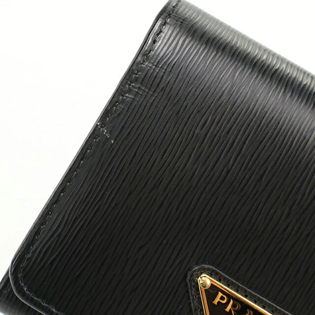 中古 プラダ 三つ折り財布 三折財布 コンパクト レディース ブランド PRADA   ブラック USDPR119586011