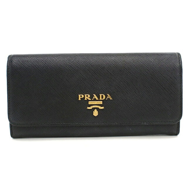 中古 プラダ 長財布二折 レディース ブランド PRADA  サフィアーノレザー 1MH132 QWA F0002 ブラック USDPR119611011
