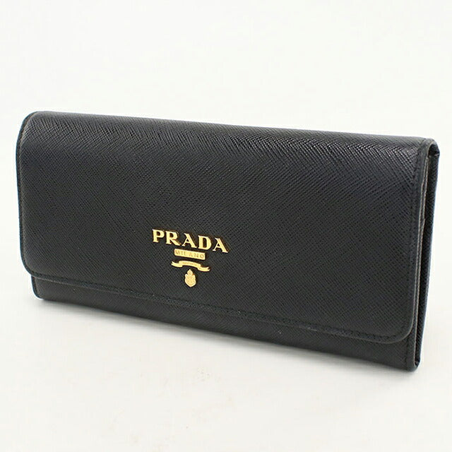 中古 プラダ 長財布二折 レディース ブランド PRADA  サフィアーノレザー 1MH132 QWA F0002 ブラック USDPR119611011