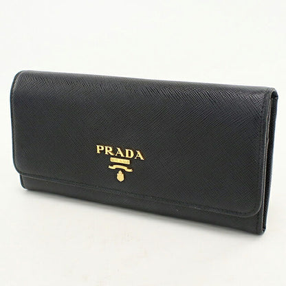 中古 プラダ 長財布二折 レディース ブランド PRADA  サフィアーノレザー 1MH132 QWA F0002 ブラック USDPR119611011