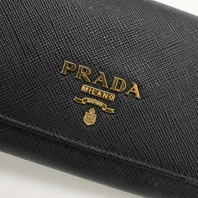 中古 プラダ 長財布二折 レディース ブランド PRADA  サフィアーノレザー 1MH132 QWA F0002 ブラック USDPR119611011