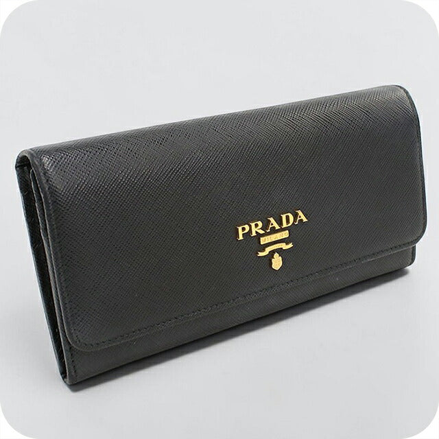 中古 プラダ 長財布二折 レディース ブランド PRADA  サフィアーノレザー 1MH132 QWA F0002 ブラック USDPR119611011