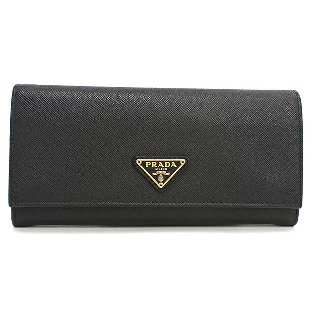 中古 プラダ 長財布二折 レディース ブランド PRADA  サフィアーノトライアングル レザー 1MH132 ブラック USDPR119853011