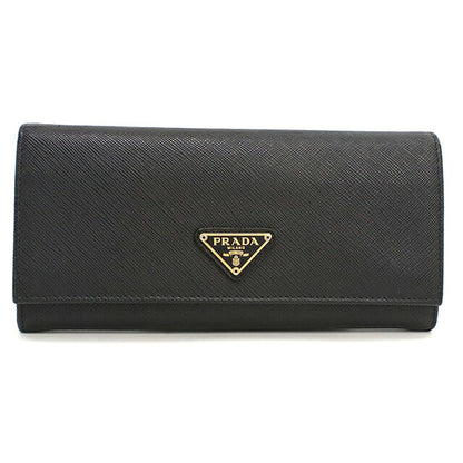中古 プラダ 長財布二折 レディース ブランド PRADA  サフィアーノトライアングル レザー 1MH132 ブラック USDPR119853011