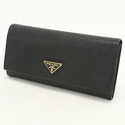 中古 プラダ 長財布二折 レディース ブランド PRADA  サフィアーノトライアングル レザー 1MH132 ブラック USDPR119853011